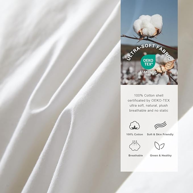 Royoliving Premium Lightweight Feathers Down Duvet Insert Comforter King Size Summer Cooling Blanket White, 100% Cotton Cover with Coner Tabs (106x90, 40 oz)