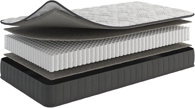 Ottomanson 9" Hybrid Twin Mattress - Firm - Made in USA - Individually Pocketed Coils & CertiPUR-US Foam - Fiberglass-Free - Bed in a Box