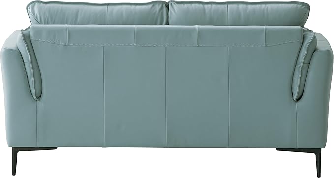 Acme Mesut Leather Upholstered Loveseat in Light Blue and Black