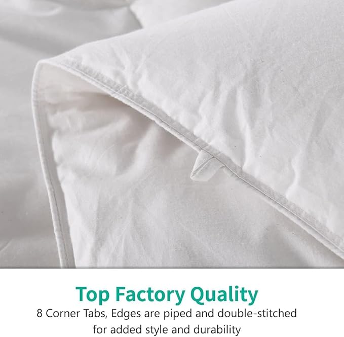 APSMILE California King Size Down Comforter, All Season Duvet Insert, 100% Organic Cotton Cover, Fluffy Fill-Power Medium Warm Hotel Collection with Corner Tabs, 104x96 inches, Ivory White