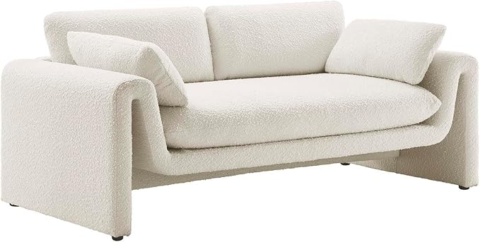 Modway EEI-6381-IVO Waverly Boucle Fabric Sofa, Ivory