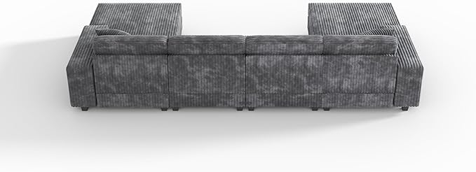 ERYE U-Shaped Modular Sectional Sofa Convertible Symmetrical Sofa Couch with Removable Chaise Lounges, U Shaped Double Chaises Sectional Couches with Storage Armrests
