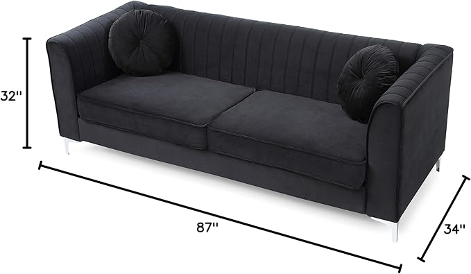 Glory Furniture Delray Velvet Sofa in Black