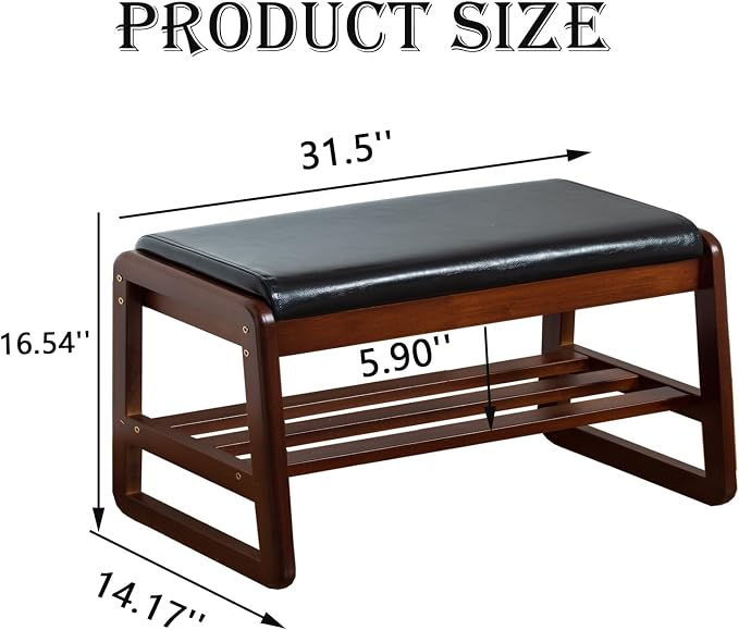 latifolia Shoe Rack Bench, Entryway Shoe Bench with Cushion, Flip-Open Storage Compartment, 2-Tier Shoe Organizer(Black,31.50''L) - Image 3