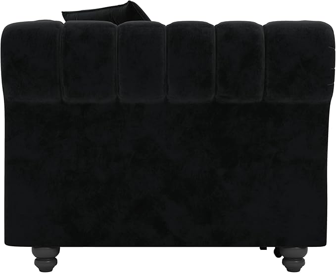 Eafurn 3 in 1 Oversized Chesterfield Loveseat Sofa Convertible Pull Out Sleeper Sofabed King Size Couch Bed w/Movable Ottoman and Nailhead Trim for Living Room Tufted Velvet Recliner Daybed Sofacama