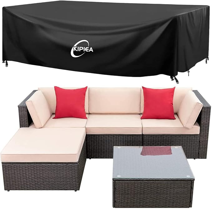 Kipiea Outdoor Furniture Covers Waterproof, 420D Heavy-Duty Patio Furniture Set Covers, No Tears Anti UV No Fading (83" L x 48" W x 28" H) by Kipiea