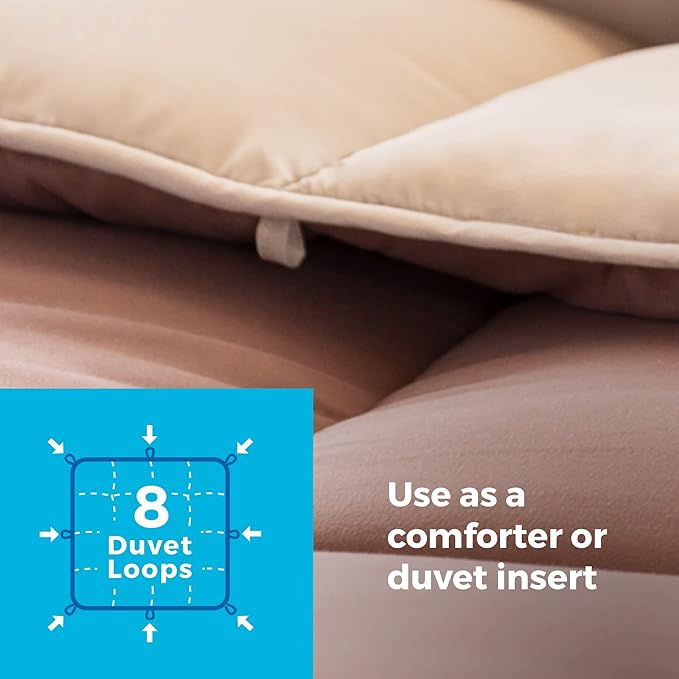 Linenspa Reversible Down Alternative Comforter and Duvet Insert, for Twin XL Size Bed – All-Season Comforter with Box Stitch and 8 Duvet Loops – Bedding for Kids, Teens, and Adults – Sand / Mocha