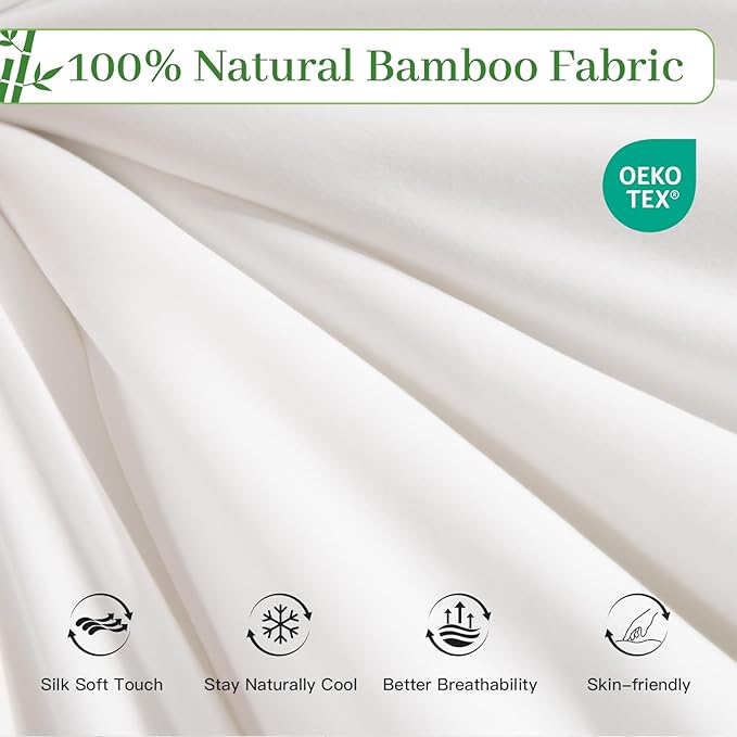 NEXHOME PRO 100% Viscose Derived from Bamboo Comforter Twin Size - Cooling & Moisture-Wicking Bedding - All Season Lightweight Design - Natural Organic Twin Duvet Insert