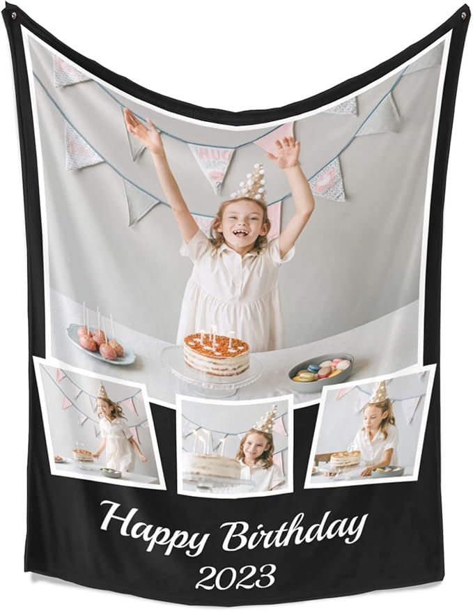 Printwoo Personalized Photo Blanket Using My Own Photos, Custom Blankets with Photos, Customized Blankets with Pictures, Personalized Birthday Gifts for Women Men Baby Child