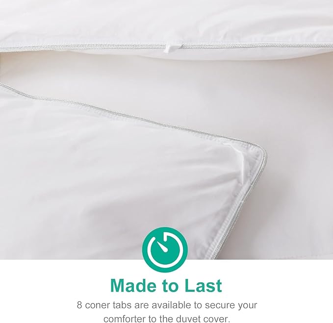 APSMILE Down Comforter Queen Size, All Season Duvet Insert, Ultra-Soft High Fill-Power Bedding Comforter, Fluffy Medium Warm Hotel Collection with Corner Tabs, 90x90, White