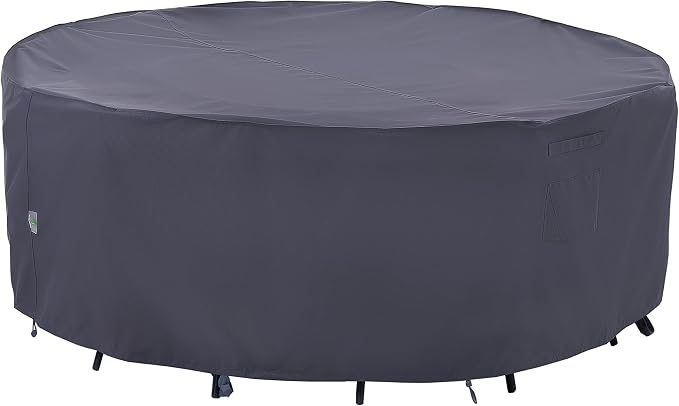 F&J Outdoors Outdoor Patio Furniture Covers, Waterproof UV Resistant Anti-Fading Cover for Small Round Table Chairs Set, Grey, 62 inch Diameter by FJOutdoors