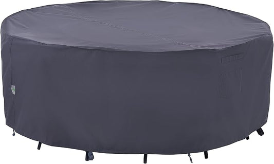F&J Outdoors Outdoor Patio Furniture Covers, Waterproof UV Resistant Anti-Fading Cover for Small Round Table Chairs Set, Grey, 62 inch Diameter by FJOutdoors