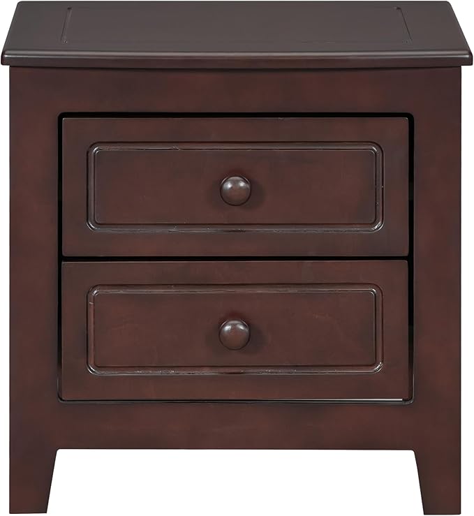 Harper & Bright Designs 3-Piece Full Bedroom Set, Walnut Full Size Wood Platform Bed with 2 Nightstands, Retro Design, Easy to Assemble