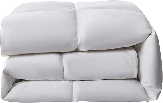 Serta Down Fiber Comforter King Size-All Season Duvet Insert, Luxury Fluffy Bed Comforter 100% Cotton 300 Thread Count Shell, Down Feather Fiber 500 Fill Power with Corner Taps, White 106x90inch