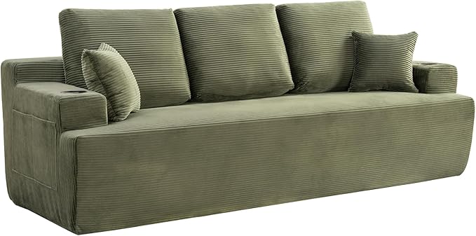 87'' Cloud Loveseat Sofa Couch in a Box with Cup Holders and Side Pockets, 3 Seater High-Density Foam Boneless Love Seat with Deep Seating for Living Room | Breathable material, Anti-slip
