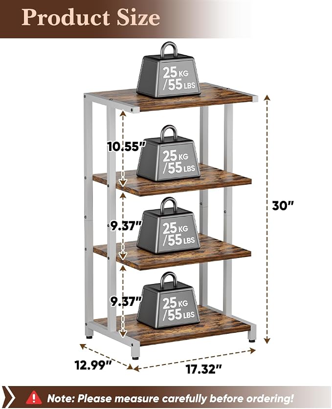 4-Tier Media Storage Stand, Audio Media Rack for Living Room, Gaming Room, Music Studio, Wooden Game Console Shelf for TV Accessories/Audiovisual Equipment/Optical Disc/PS4, White - Image 2