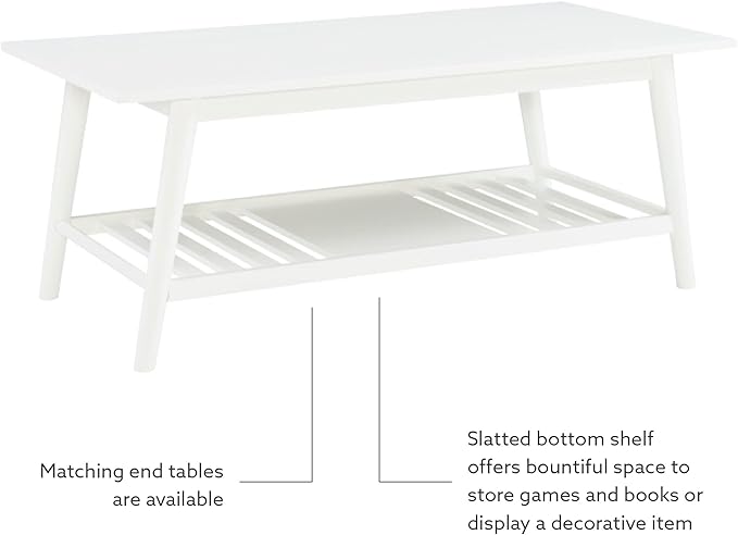 Melissa White Mid Century Coffee Table by Linon