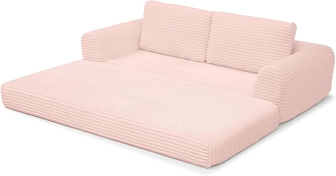 Foldable Boneless Love Seat Couches in a Box, Modern Floor Foam Sleeper Sofa Bed 2-in-1 Convertible Cloud Sofa for Home Apartments Bedroom