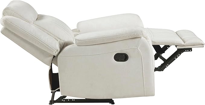 Lexicon Manual Recliner Chair, Polished Microfiber Reclining Sofa Chair, Home Theater Seating, Wall Hugger Manual Recliner for Living Room/Office/Apartment, Beige