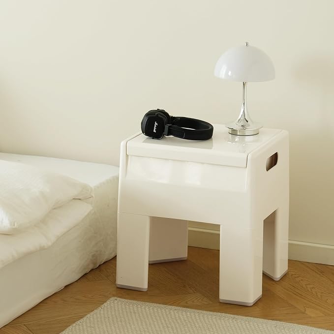 Nightstand Bedside Table with Storage Space, Multifunctional Colorful Plastic End Table Small Side Table for Bedroom, Dorm and Small Spaces, Easy Assembly(11.8" D x 15" W x 15.7" H, White) - Image 8