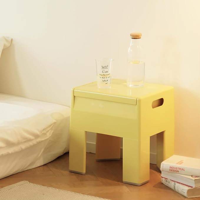 Nightstand Bedside Table with Storage Space, Multifunctional Colorful Plastic End Table Small Side Table for Bedroom, Dorm and Small Spaces, Easy Assembly(11.8" D x 15" W x 15.7" H, Yellow) - Image 8