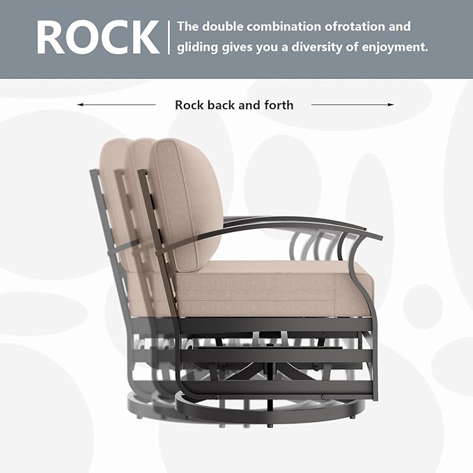 Patio Furniture Set 9-Seat Aluminum Armrest Sofa, Modern Outdoor Living Room Set with 2 Swivel Chairs, 5.1" Cushions, High Backrest & 2 Footstools, Backyard, Poolside - Sand