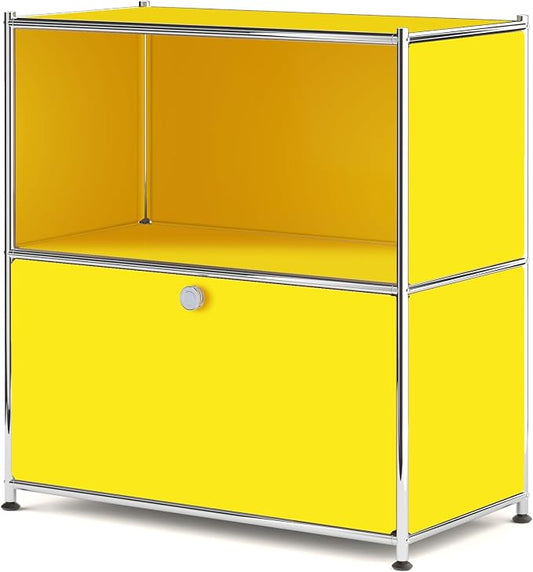 32.5-Inch Flip-Top Side Table & Buffet Cabinet with Detachable Wheels, Ample Storage, DIY Corner Bookshelf, Wall Shelf, Cube Organizer, Bedside Table – Modern Home Decor (Matt Yellow) by SIMPLINK