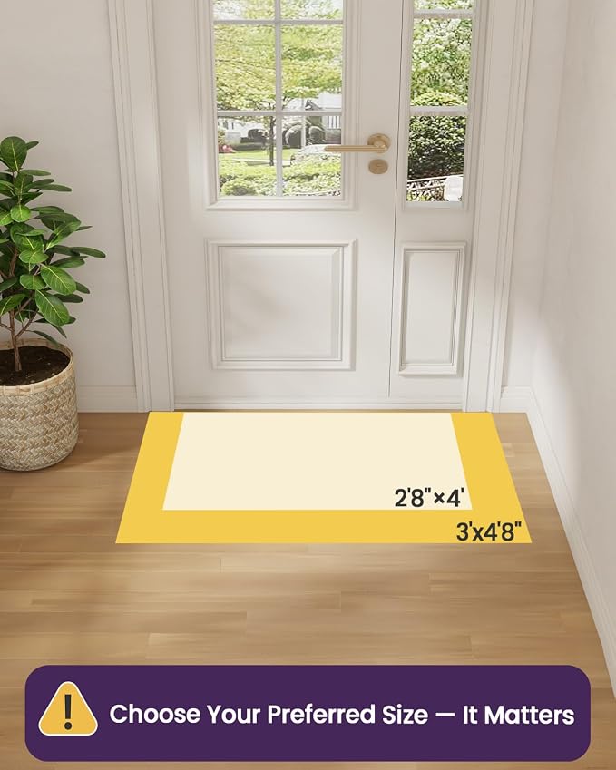 DEXI Ultra Thin Door Mat Indoor Entrance 35x56, Non Slip Rubber Backed Entryway Mats Dirt Trapper, Low Profile Front Doormat for Inside Entry, Patio, Porch, Beige - Image 2