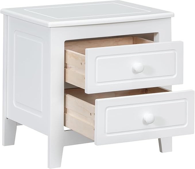 Harper & Bright Designs 3 Pieces Full Bedroom Sets, Wooden Platform Bed with 2 Nightstands, Retro Design Full Bedroom Furniture Sets, Easy to Assemble (White)