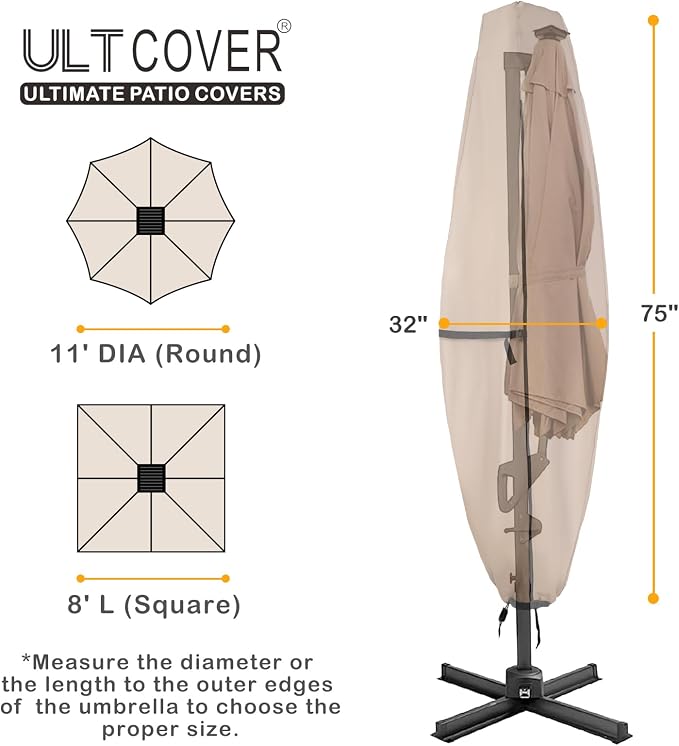 ULTCOVER Patio Parasol 600D Waterproof Clear Top Outdoor Umbrella Cover - Fits Solar Umbrella 8-11 Feet - Image 2