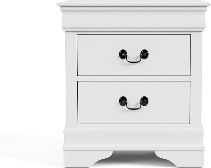 Furniture of America Arabella Traditional Solid Wood Nightstands Set of 2, Bedside Table with Drawers and Antique Nickle Handles, No Assembly Wooden Night Stands for Bedrooms, Guest Room, Dorm, White - Image 12