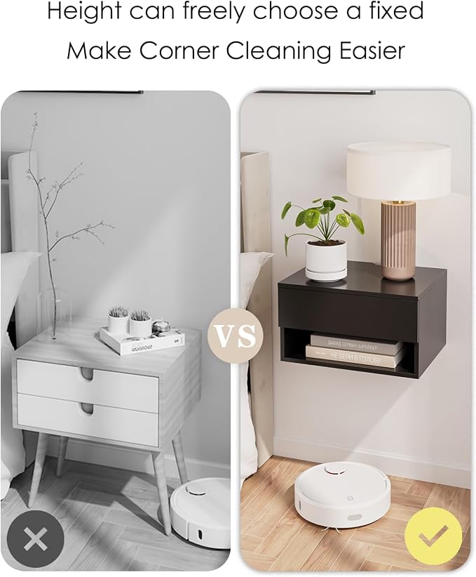 Floating Nightstand, Small Modern Floating Nightstand with Drawer, Floating Shelves for Bedroom, Bathroom (Black) - Image 6
