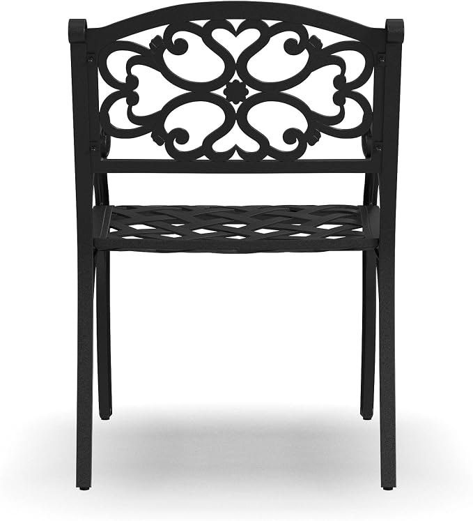 Homestyles Sanibel Black Stationary Cast Aluminum Outdoor Dining Chair, 2 Piece Patio Chairs, Set of 2 Garden Chairs with Armrest & Backrest for Garden Patio Pool Beach Yard, Black - Image 17