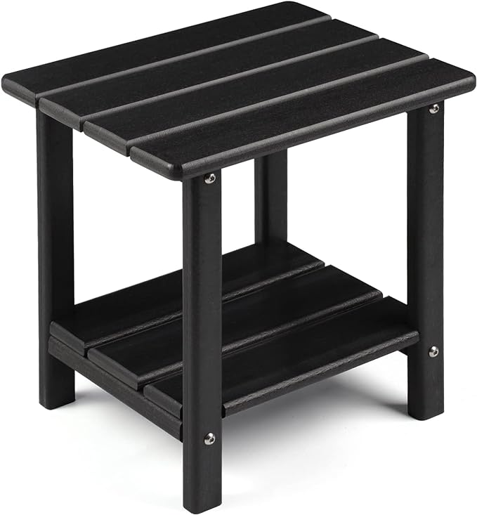 Apolimi Adirondack Outdoor Side Table, 2-Tier Sturdy Patio End Table Weather Resistant, 16.5" Solid Side Table for Patio, Pool, Porch by Apolimi