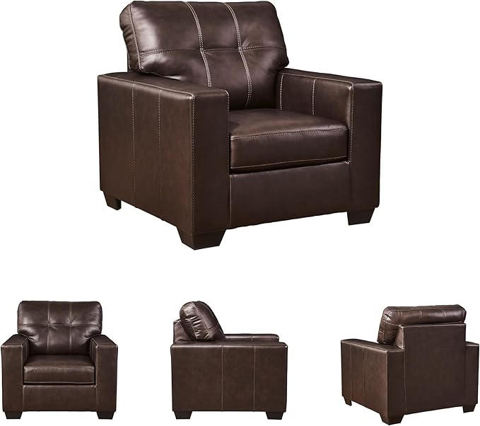 Signature Design by Ashley Santorine Classic Tufted Leather Match Chair, Dark Brown
