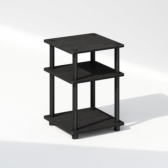 Furinno Turn-N-Tube Night Stand, 3-Tier Nightstand with Open Shelf, Bedside Table, End Table, Side Table, for Bedroom, Closet, Dorm, Black - Image 3