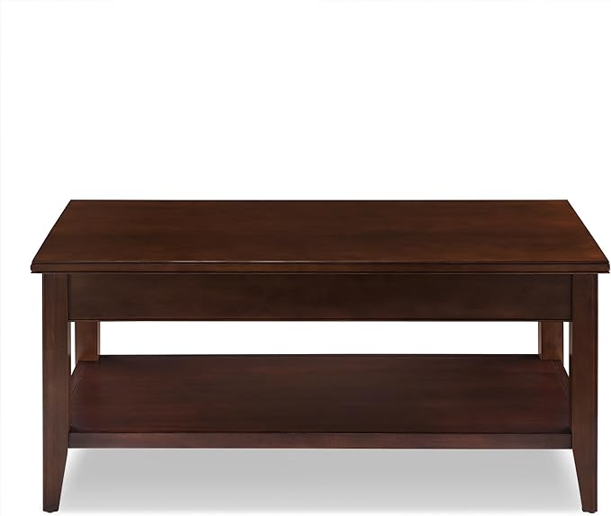 Leick Home 10504 Laurent Two Drawer Coffee Table with Shelf, Chocolate Cherry