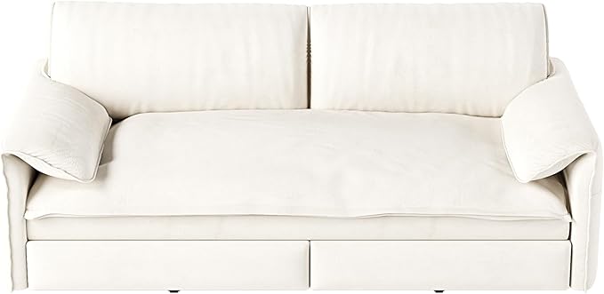 Eafurn 66" Convertible Sofa Bed Queen Size, 3-in-1 Pull Out Sleeper Couch Sofabed, Modern Velvet Loveseat Chaise Lounge w/Side Storage Pocket for Living Room Office | Removable Cushions