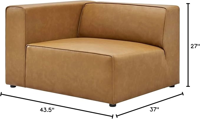 Modway Mingle Vegan Leather Sectional Sofa Left-Arm Chair in Tan