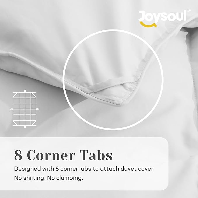 Joysoul Queen Size Down Comforter - All Season Ultra Soft Goose Down & Feather Fiber Fill, Luxury Hotel White Duvet Insert with Corner Tabs (88" X 88")