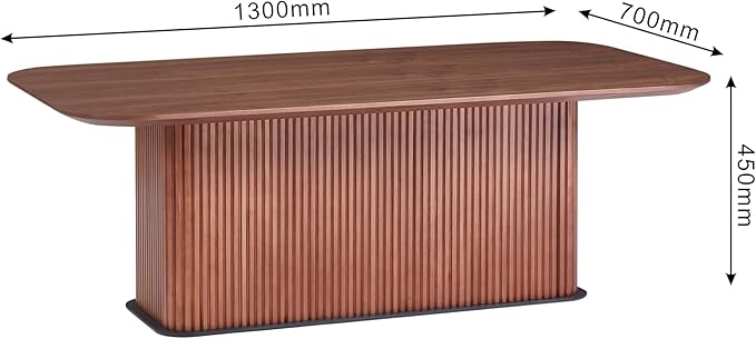 Coffee Table, Modern Wooden Coffee Table Rectangle Center Table with Solid Wood Veneered, Walnut