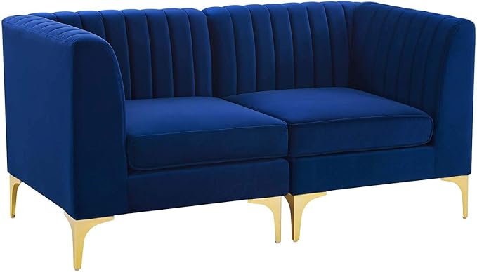 Modway EEI-4346-NAV Triumph Channel Tufted Performance Velvet Loveseat, Navy
