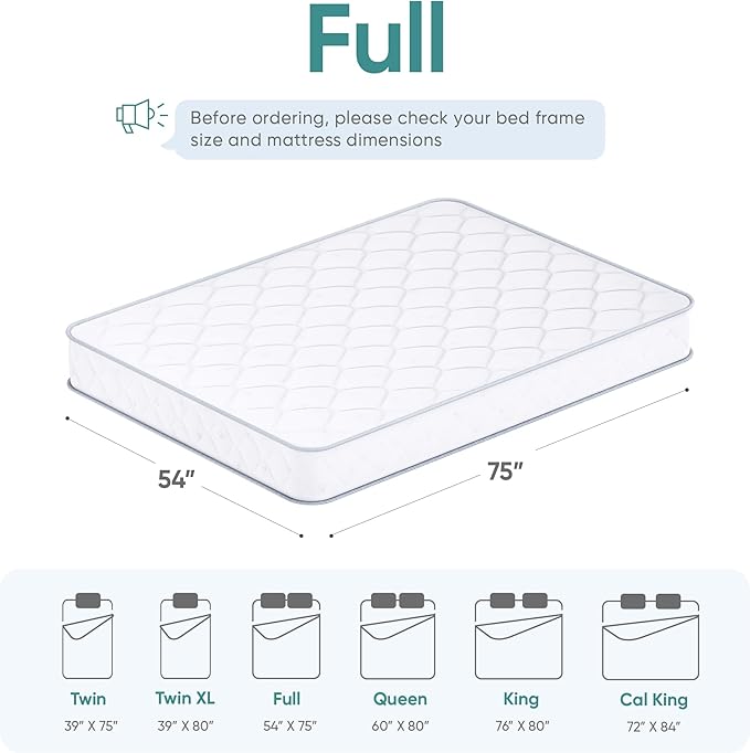 ETONEX 8 Inch Full Size Hybrid Innerspring Mattress Gel Memory Foam and Spring Mattress in a Box Medium Firm CertiPUR-US Certified Foam (Full, 8in)
