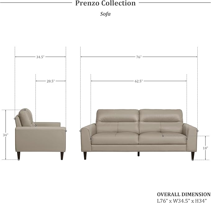 Lexicon 2 Piece Living Room Furniture Sets, Top Grain Leather Leather Match Living Room Sofa Set, Track Arm, Solid Wood Legs, Comfy Couches Including Loveseat & Sofa, 2 Pieces, Latte