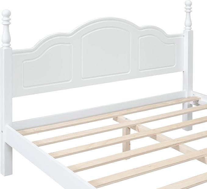 Harper & Bright Designs 3-Piece Queen Bedroom Set, Retro Style Wooden Bedroom Furniture Set with Queen Size Bed Frame and Two Nightstands for Kids Teens Adults Bedroom, White