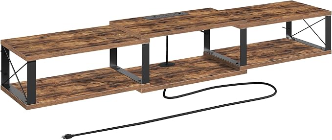MAHANCRIS 68.5" Floating TV Stand with Power Outlet, Wall-Mounted Entertainment Center for 75+ inch TV, Floating Media Console Shelf for Under TV Storage, Living Room, Bedroom, Rustic Brown TVHR103E01 - Image 9