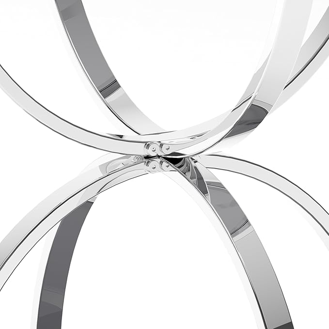 20" Tempered Glass Round Coffee Table Modern Chrome Frame Dome Base Two Tiers Circle Small Living Room Center Tables