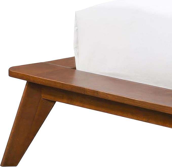 Furniture of America Wyatt Modern Solid Wood Bedroom Collection with Queen Bed Frame and Nightstands Set of 2, No Box Spring Needed, Walnut, Boucle Wingback Low Profile, 3-Piece Set