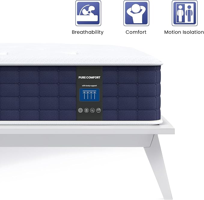 Full Size Mattress 12 Inch, Coolvie Firm Mattress Hybrid in a Box with CertiPUR-US® Certified Foam, Individual Pocket Spring for Motion Isolation & Pressure Relief- Comfort Night Sleep-100-Night Trial