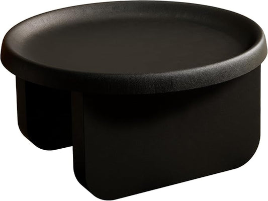 Modern Round Coffee Table,Black Nesting Coffee Tables,Metal Center Table,Unique Circle Coffee Table for Living Room(Black, Great Circle：29.1 x 16.5（in）
